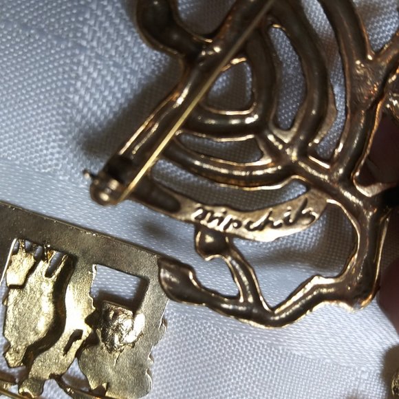Judaica Art Set of 5 Brooches Signed - Picture 15 of 16